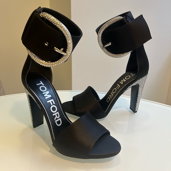 TOM FORD Crystal-embellished satin sandals, size 37.5 - Picture 3 of 6